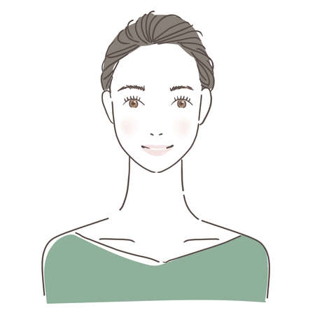 Up-haired smiling womanの写真素材