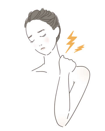Woman with stiff shouldersの写真素材
