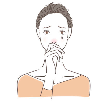 Illustration of woman with rhinitisの写真素材