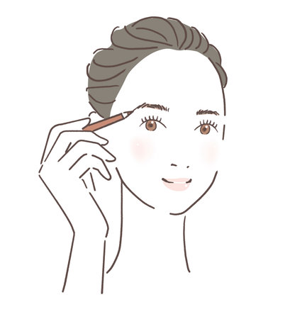 Woman drawing eyebrowsの写真素材