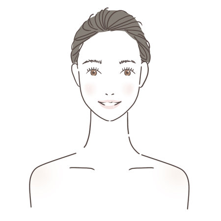 Up-haired smiling womanの写真素材