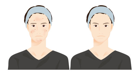 Portrait of a male upper body on whiteのイラスト素材