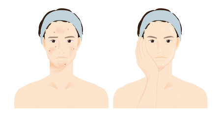 Portrait of a male upper body on whiteのイラスト素材