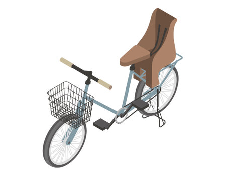 Isometric Child-carrying bicycleのイラスト素材