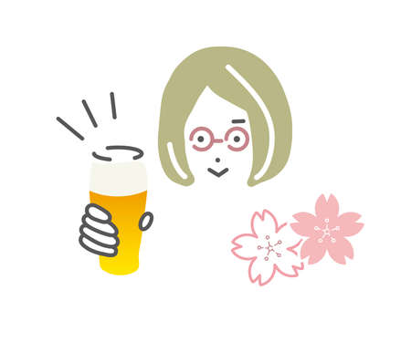 drinking beerのイラスト素材