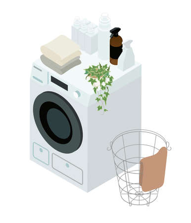 Isometric illust_Washing machine 1_1のイラスト素材