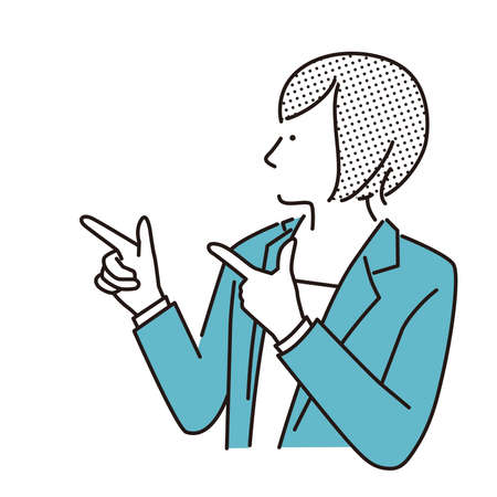 Woman in pointing poseのイラスト素材