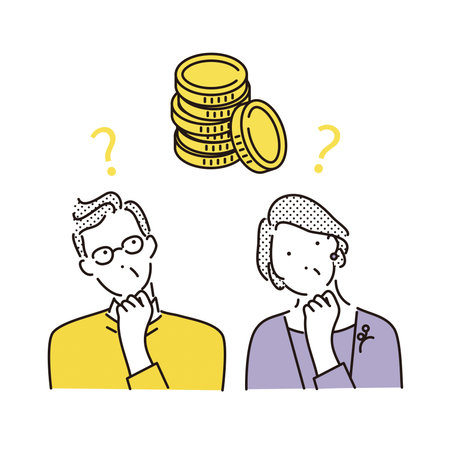 Couple thinking about moneyのイラスト素材