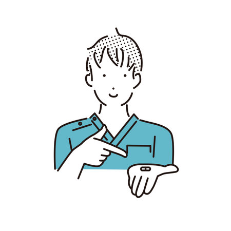 A man explaining the medicineのイラスト素材