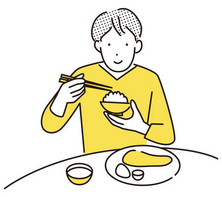 A man eating aloneのイラスト素材