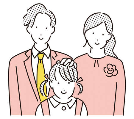 Family taking a commemorative photoのイラスト素材
