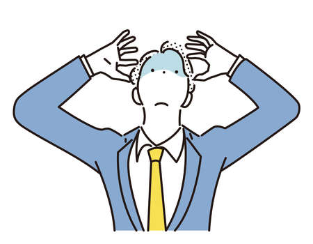 A businessman holding his headのイラスト素材