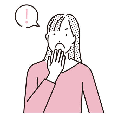 A surprised woman with a big mouth openのイラスト素材