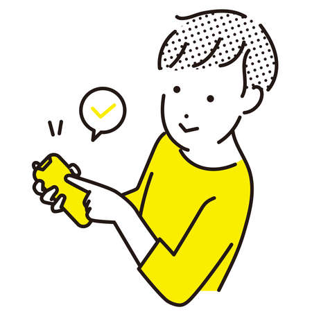 Boys operating kids smartphonesのイラスト素材
