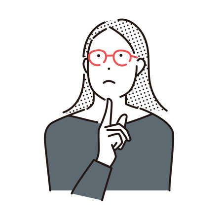 A woman looking up and thinkingのイラスト素材