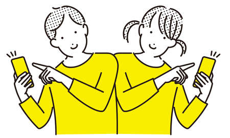 Children smiling with kids smartphonesのイラスト素材
