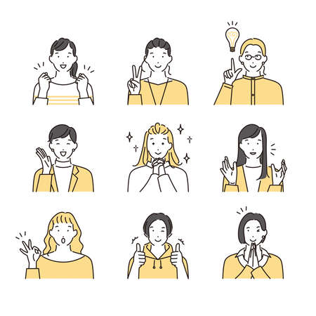Illustration of a woman posing with a smileのイラスト素材