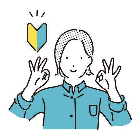 Illustration of a woman welcoming beginnersのイラスト素材