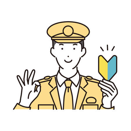 Police officer with a beginner markのイラスト素材