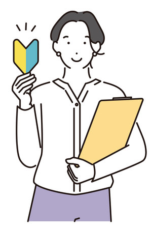 Illustration of a woman welcoming beginnersのイラスト素材