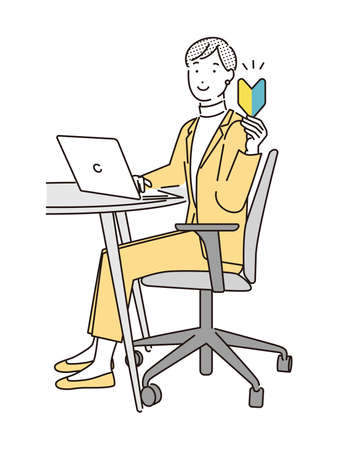 Illustration of a woman welcoming beginnersのイラスト素材
