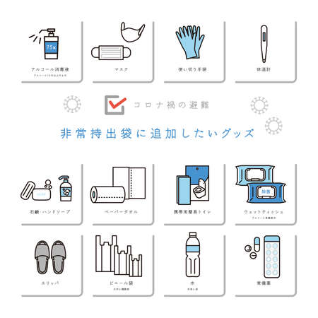 Items you want to add to the disaster prevention setのイラスト素材