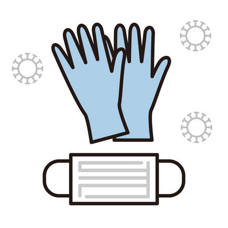 Vector illustration of single-use gloves and non-woven maskのイラスト素材