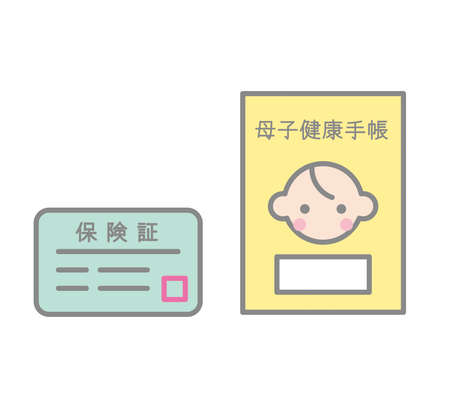 Vector illustration of maternal and child handbook and health insurance cardのイラスト素材