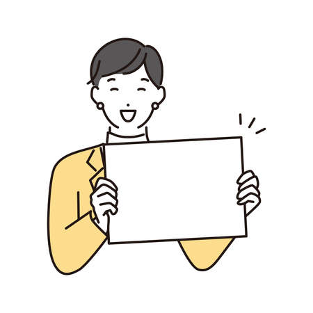 Woman with message boardのイラスト素材