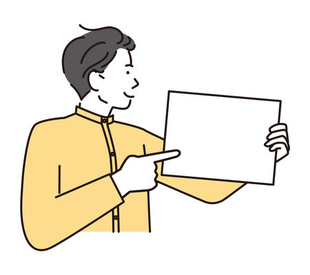 Businessman with a whiteboardのイラスト素材