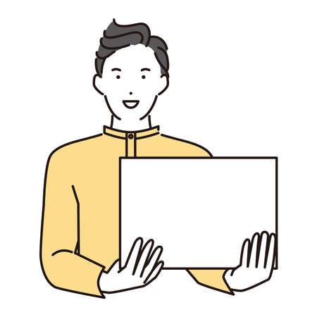 Businessman with a whiteboardのイラスト素材