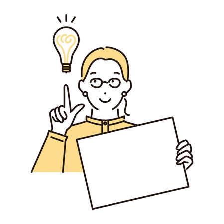 Woman with message boardのイラスト素材