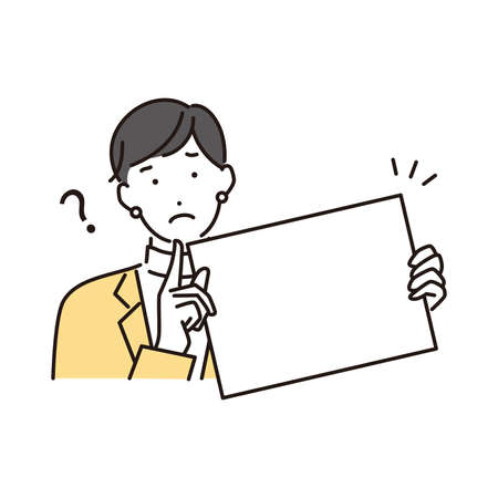 Woman with message boardのイラスト素材