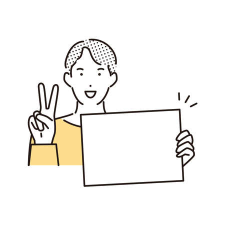 Businessman with a whiteboardのイラスト素材