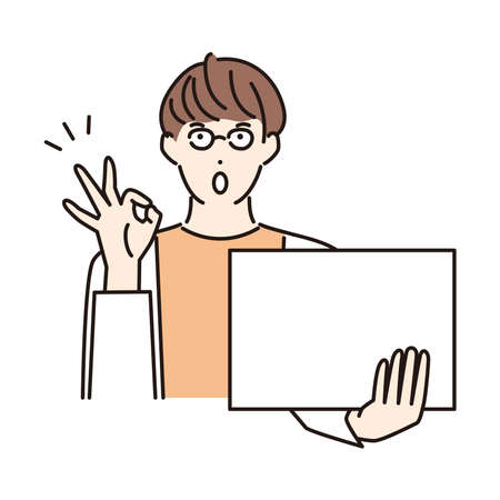 Businessman with a whiteboardのイラスト素材