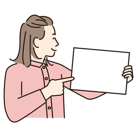 Woman with message boardのイラスト素材