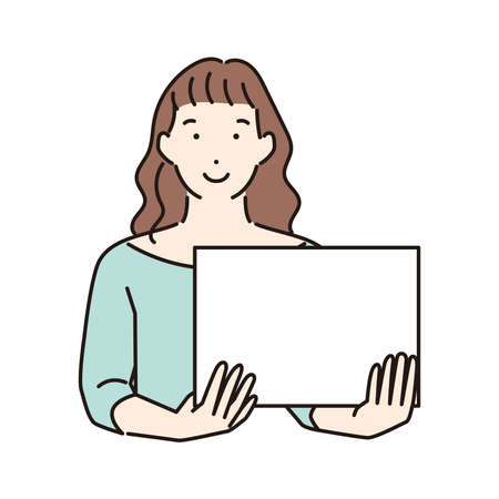 Woman with message boardのイラスト素材