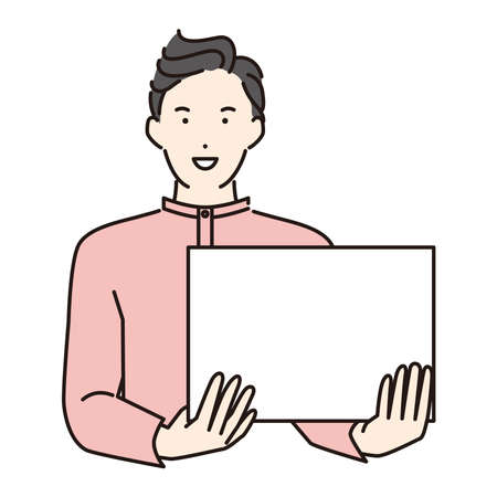Businessman with a whiteboardのイラスト素材