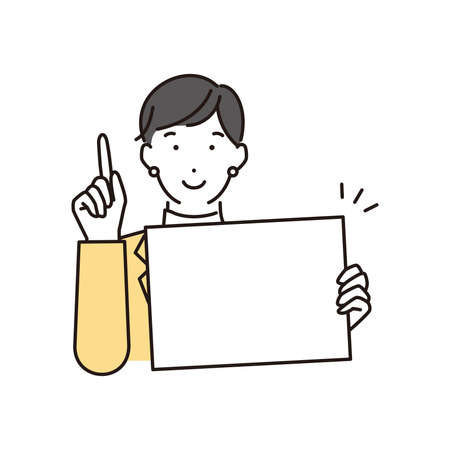 Woman with message boardのイラスト素材