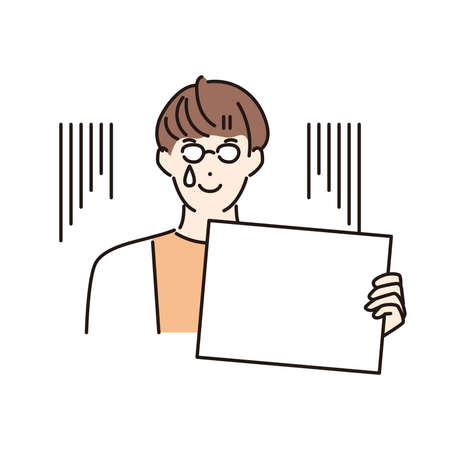 Businessman with a whiteboardのイラスト素材