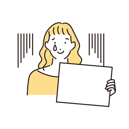 Woman with message boardのイラスト素材
