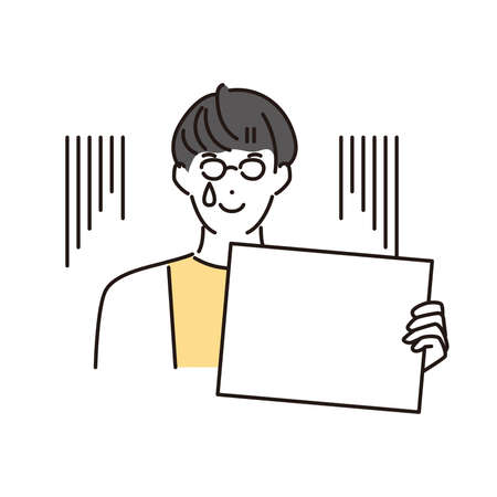 Businessman with a whiteboardのイラスト素材
