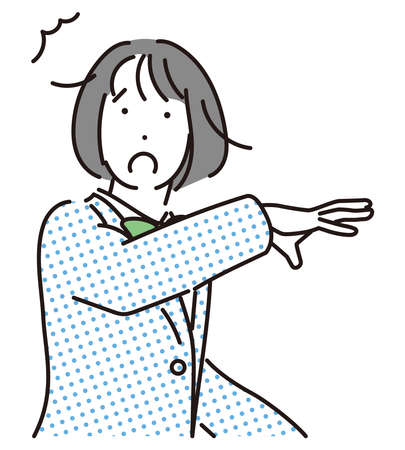 Illustration of a female student in uniform surprised by an accidentのイラスト素材