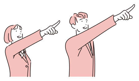 Illustrations of students in uniforms pointing to the futureのイラスト素材