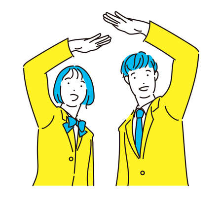 Illustration of a student in uniform trying hard toward the goalのイラスト素材