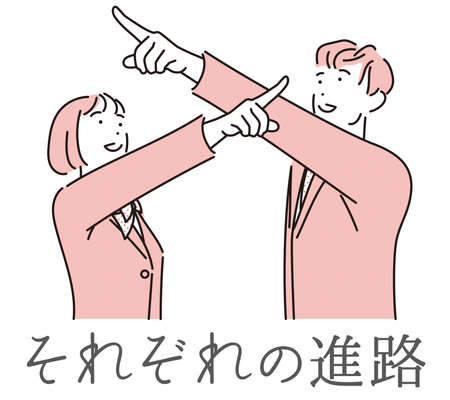 Illustration of a student in uniform trying hard toward the goalのイラスト素材