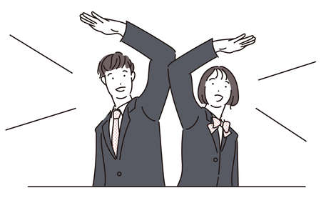 Illustration of a student in uniform trying hard toward the goalのイラスト素材
