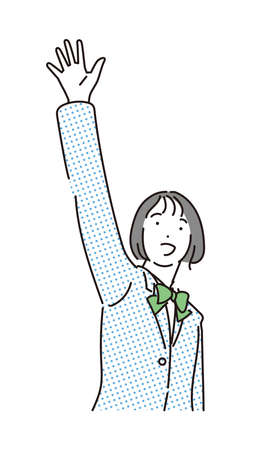 Illustration of a girl in uniform waving cheerfullyのイラスト素材