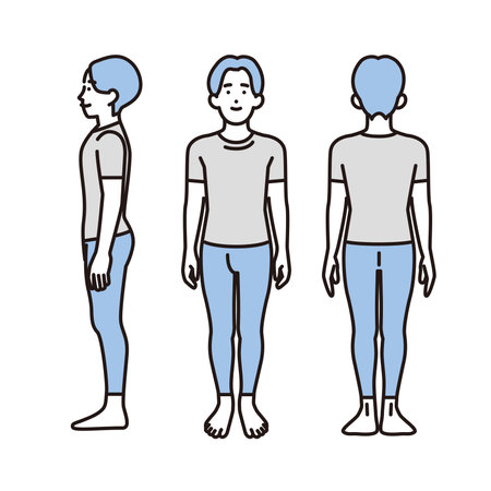 Illustration of a man with correct postureのイラスト素材