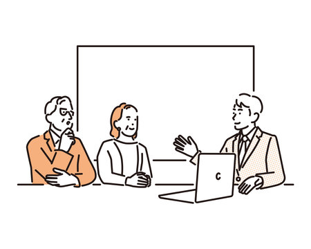 A couple and a businessman discussing retirement fundsのイラスト素材
